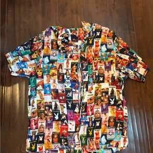PLAYBOY Red and Blue Casual Button Down Shirt